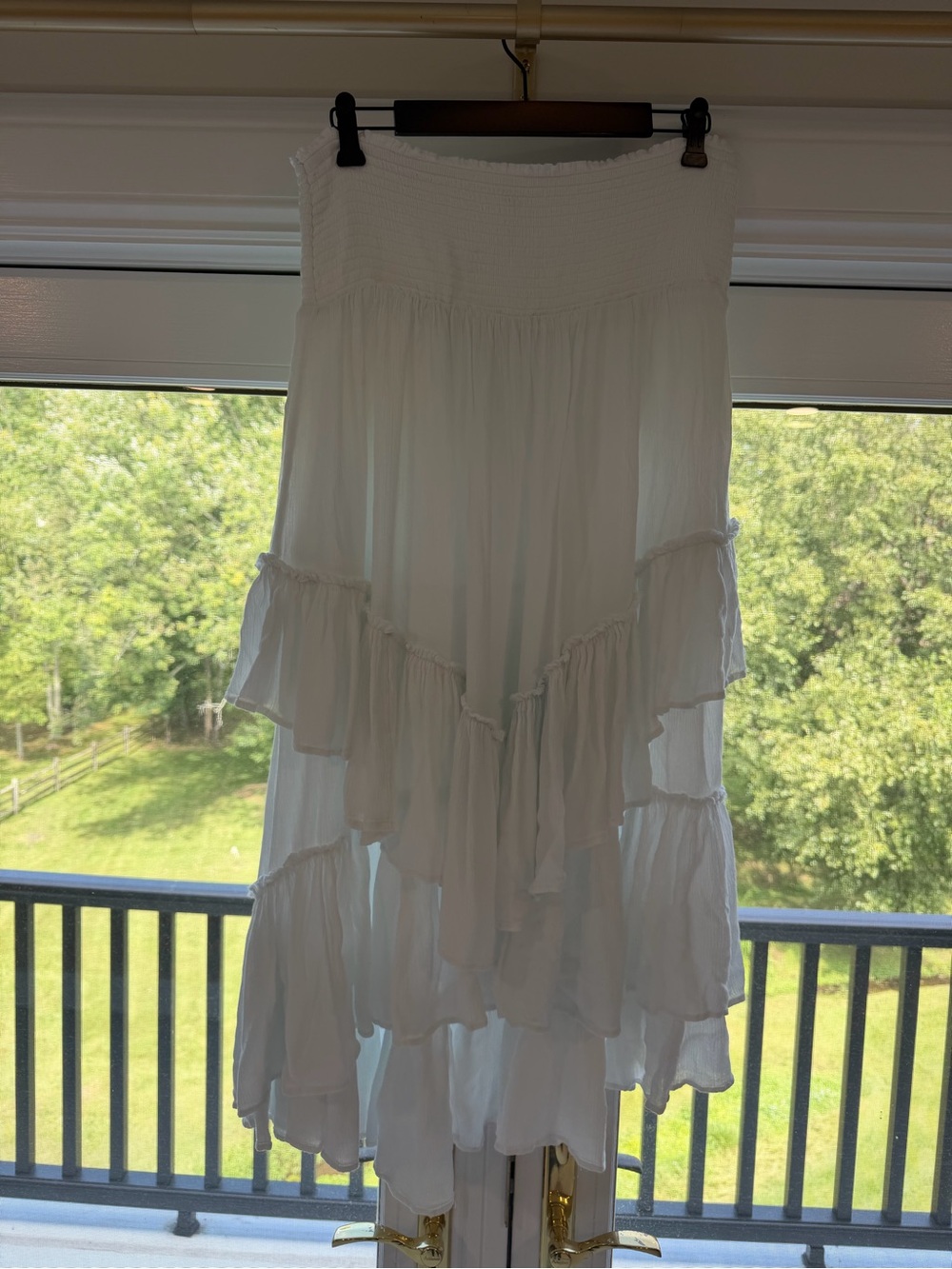 Free People Ivory High-Low Tiered Maxi Skirt or Dress